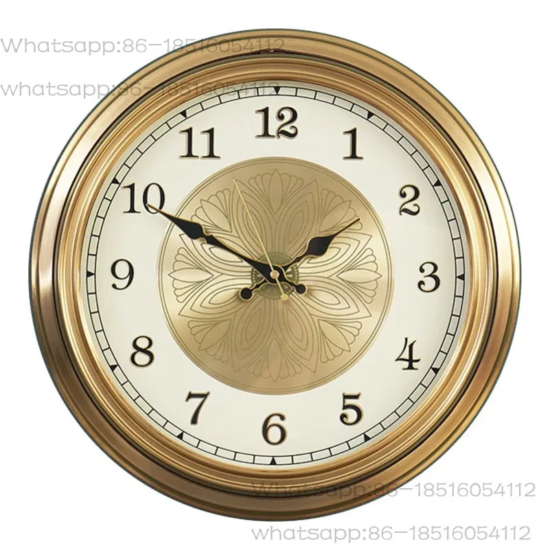 

Retro Wall Clocks Large Golden Metal Watches Silent Luxury Living Room Wall Clock Copper Creative Modern Bedroom Home Decor Gift