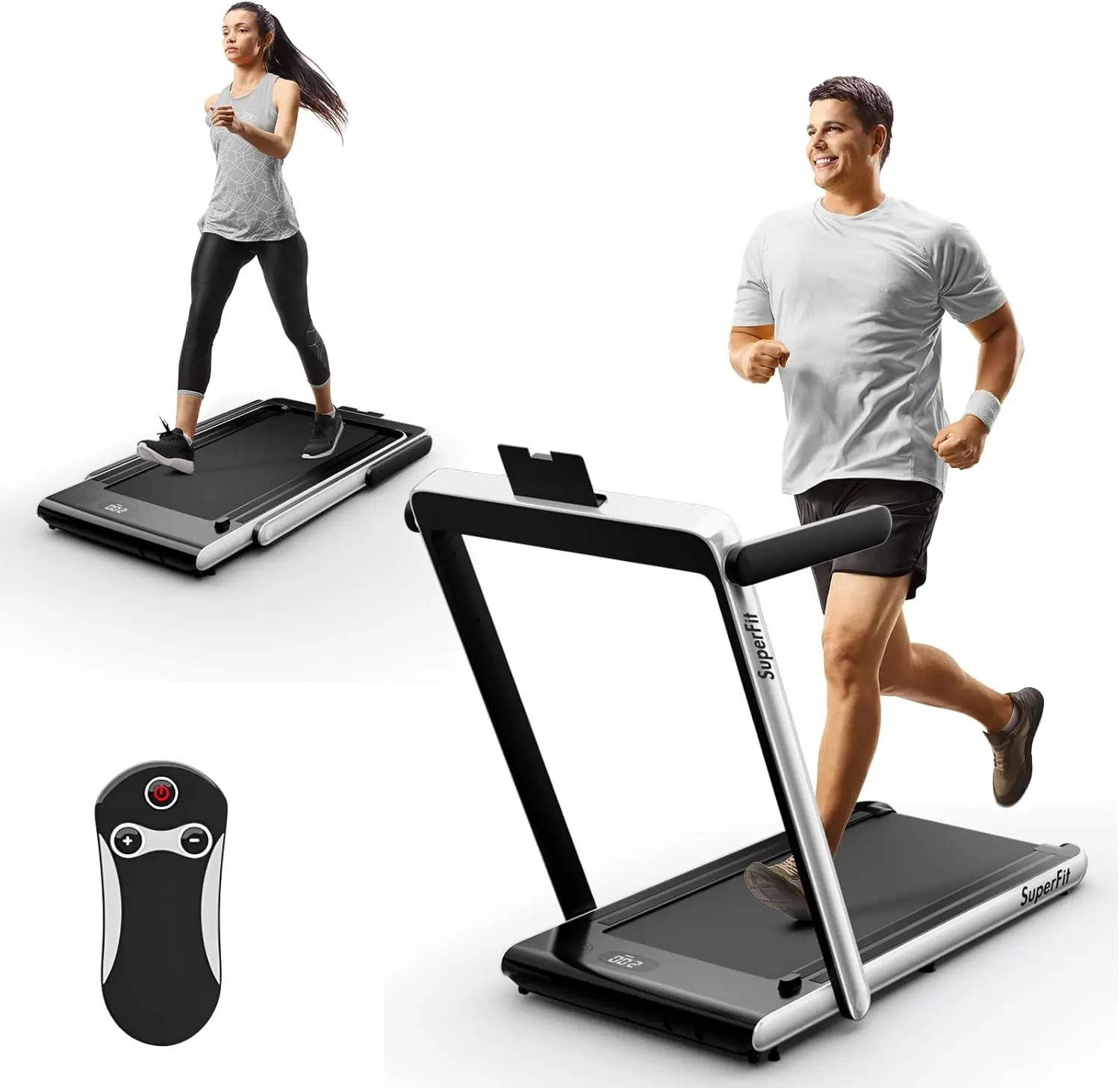 

Беговая Дорожка 2 в 1 под столом, складная беговая дорожка л.с. Superfit с сенсорной панелью управления, управлением через приложение, дистанционным управлением, Bluetooth