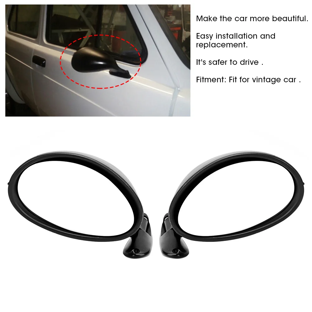 1 Pair Black  Side Door Rearview Mirror Vintage Car Modification Accessory Rearview Mirror Side Door Rearview Mirror