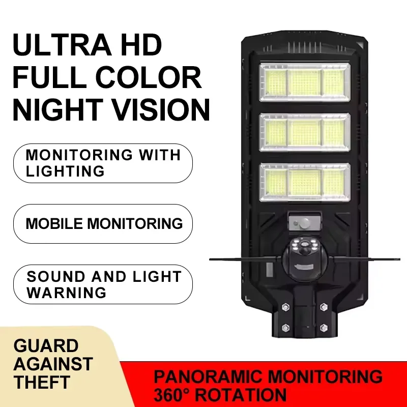 

Solar Powered Security Street Light 4G Wifi Camera Voice Warn 4MP V380 Security Lamp with Infrared Camera for Yard Garage Garden