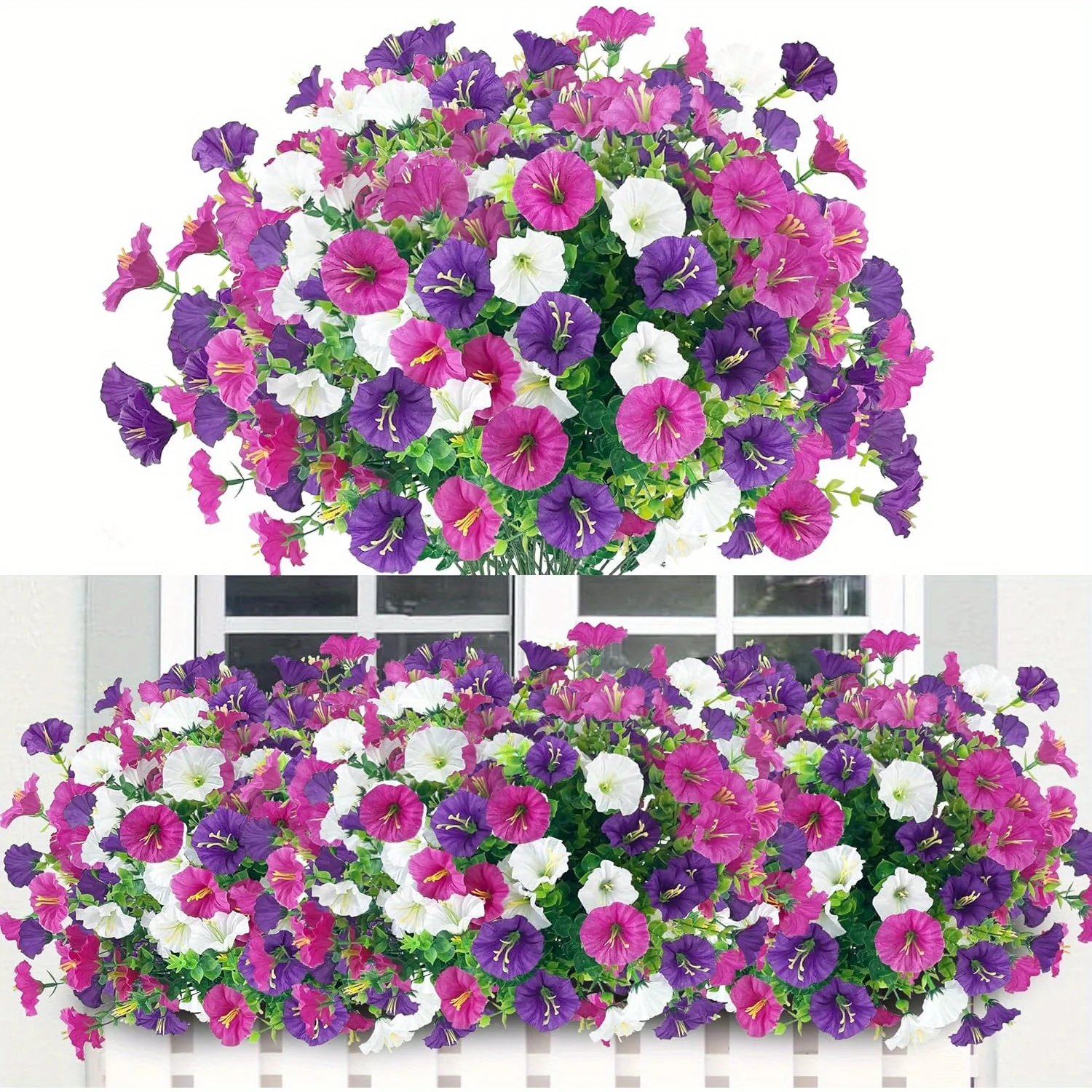 6/9-Pack Artificial Morning Glory Flowers Mixed Bouquets Silk Fake Flower for Spring Outdoor Indoor Home Garden Room Decorations