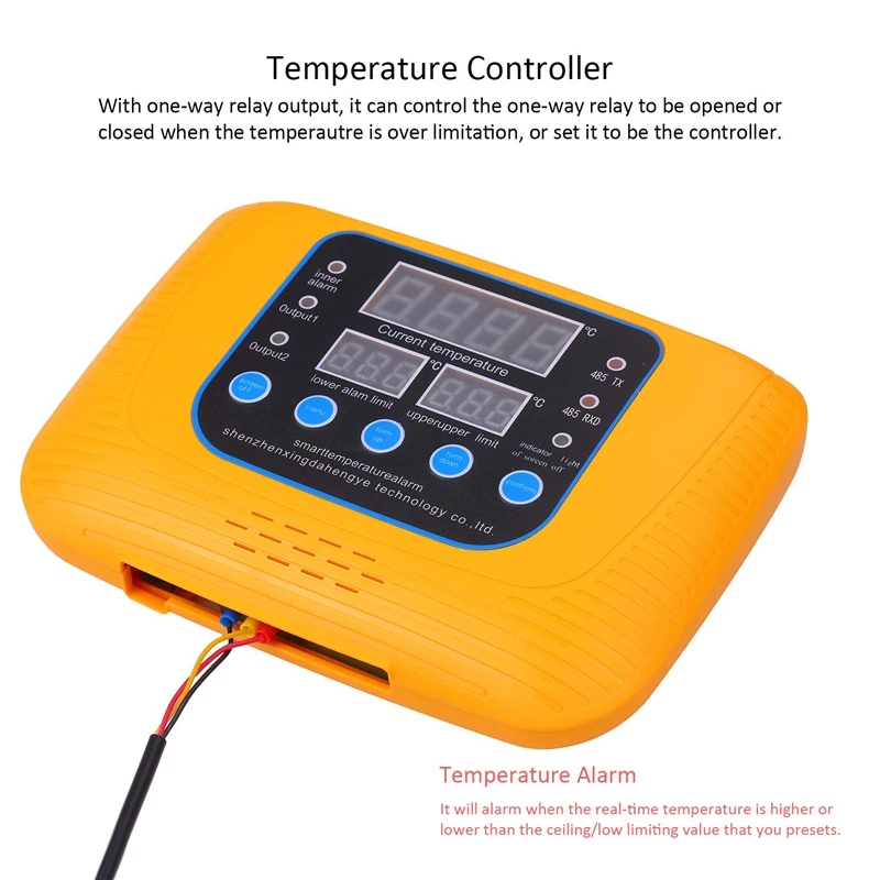 جهاز تحكم صفارة إنذار درجة الحرارة الذكي ، العرض الرقمي ، منظم مع مسبار ، مستشعر سخان ، قابس لنا