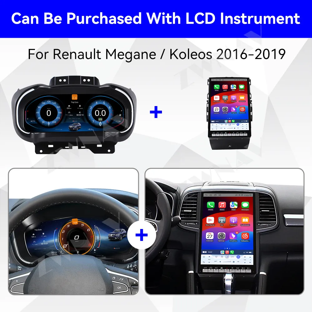 

Автомобильный радиоприемник 14,5 дюймов Qualcomm для Renault Koleos Megane 4 2016-2019, беспроводной Carplay, Android, стереоприемник, мультимедийный плеер