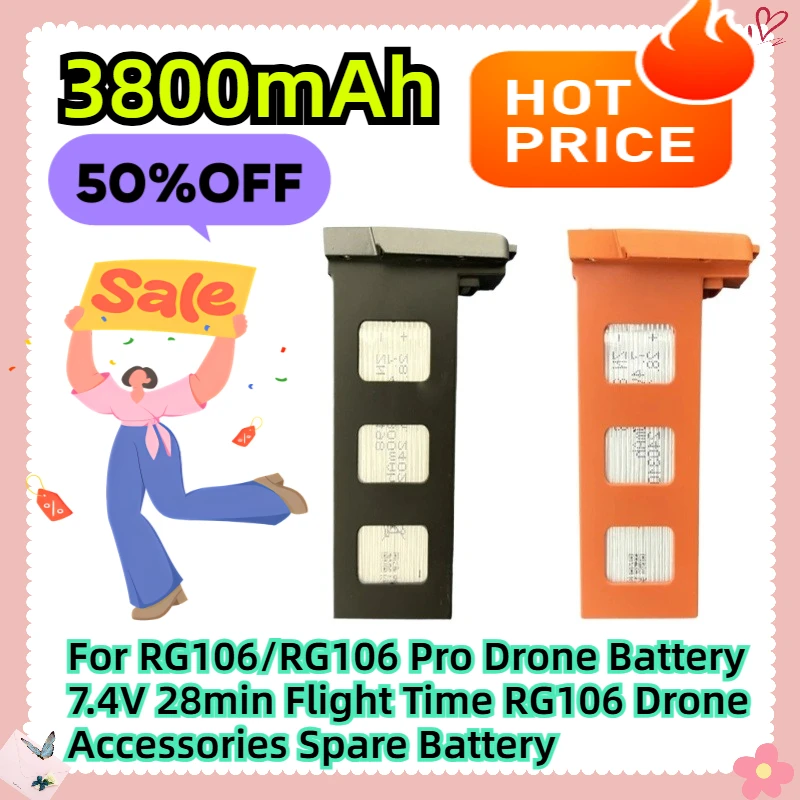 

For RG106/RG106 Pro Drone Battery 7.4V 3800mAh 28min Flight Time RG106 Drone Accessories Spare Battery