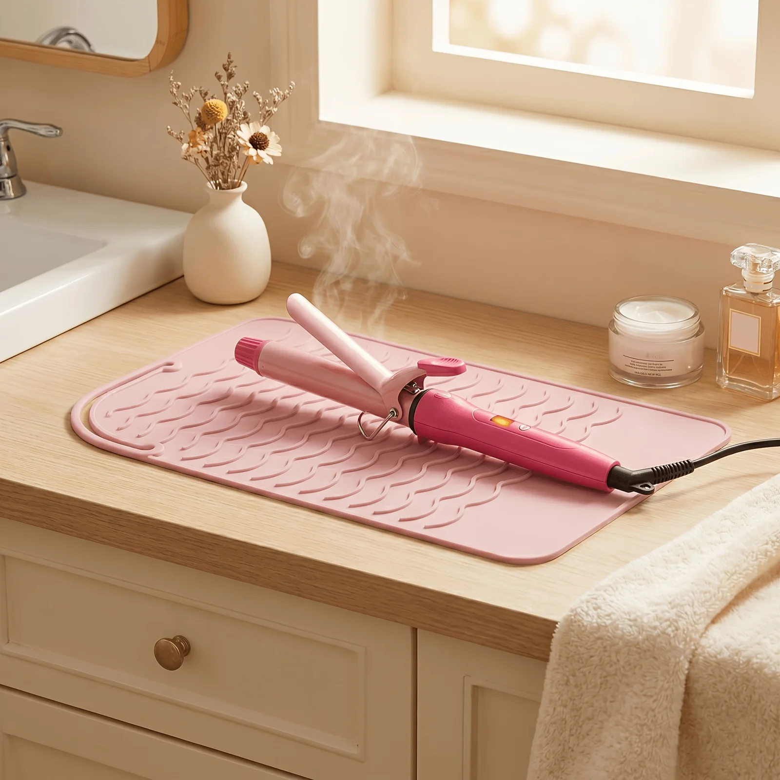 

Heat Resistant Mat for Hair Curler Foldable Travel Hair Tool Storage Bag Anti-scald Heat Insulation Pad for Flat Iron Desktop Heat Protection Mat