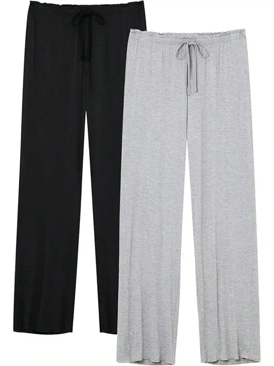 Womens Bamboo Rayon Wide Leg Pajama Pants Loose Sleep Lounge Pants With Pockets