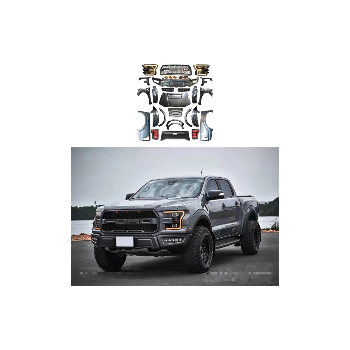 

Hot Sell Facelift Car Body Parts Body Kit for Ranger 2015-2021 T6 T7 T8 Upgrade to 2018 F150 raptor BodyKit