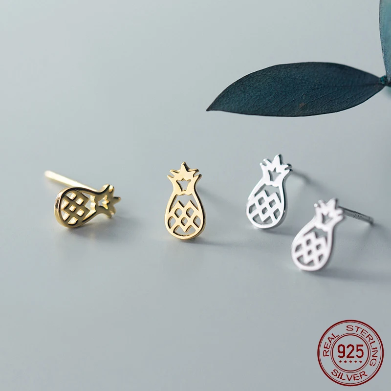 

La Monada Pineapple 925 Sterling Silver Earrings for Women Girls Minimalist Fashion Jewelry Hypoallergenic Daily Wear Gift