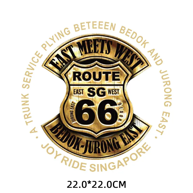 Punk Motocicleta Route 66 Biker Patches Ferro em Transferências para Vestuário Patch Adesivos Termoadesivos em Jaquetas de Roupas Masculinas