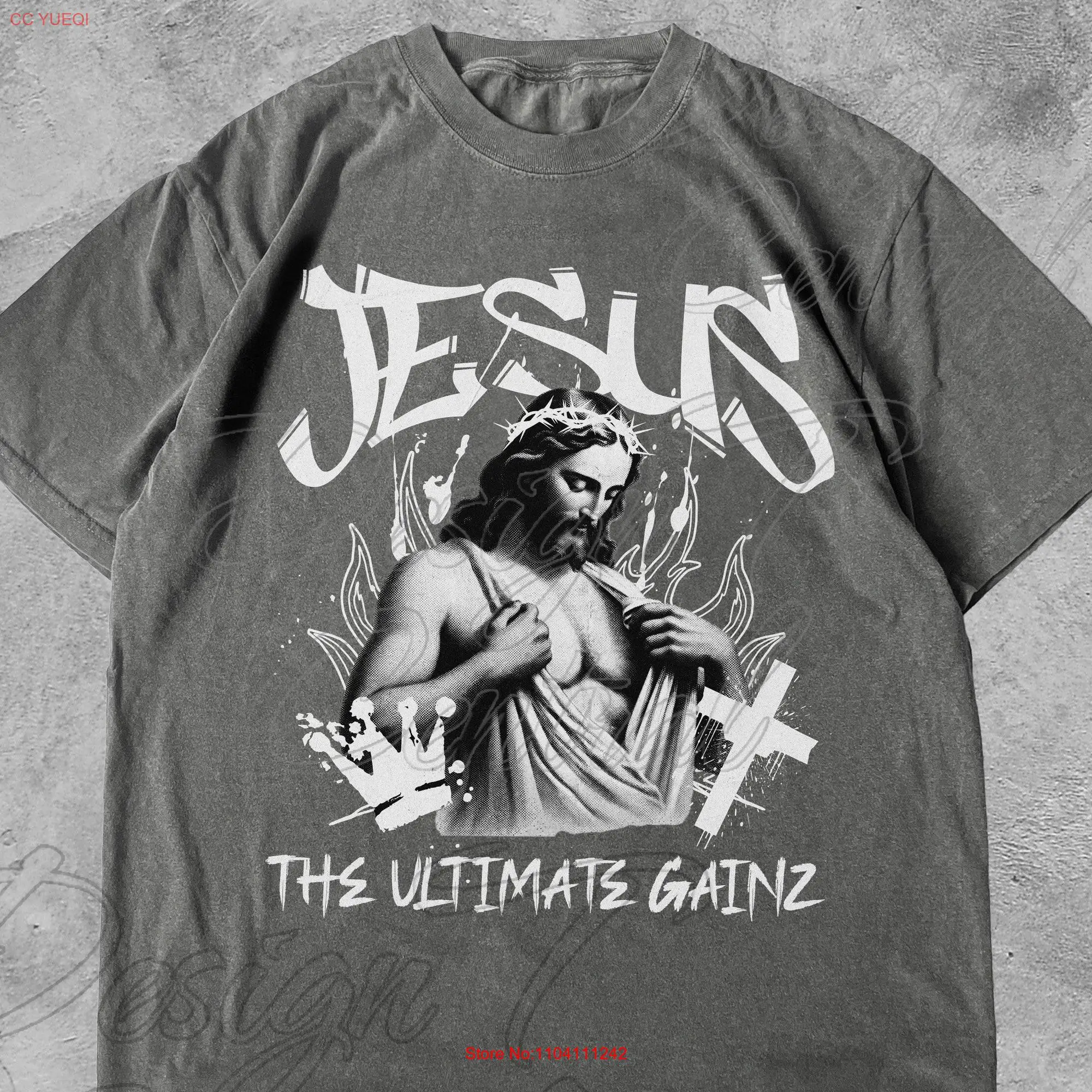 Jesus Gainz Christian Pump Cover T Shirt Workout Gym Bro Vintage Funny Streetwear long or short sleeves