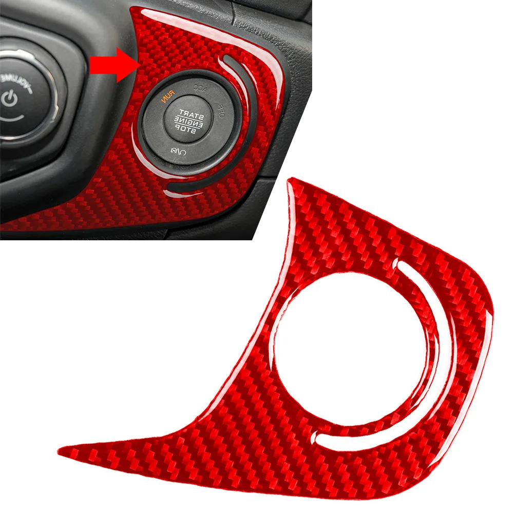 Interior Panel Cover Trim Engine Start Stop Button For Jeep Gladiator JT 2020-2023 Carbon Epoxy Coating Soft Red Right