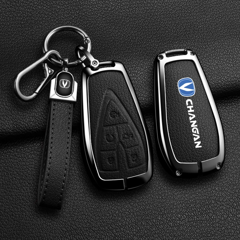 

New Auto Alloy Leather Car Key Case Cover Shell for Changan UNIT UNIK CS35PLUS CS55 PLUS CS75 PLUS Oshan X7 X5 Car Accessories