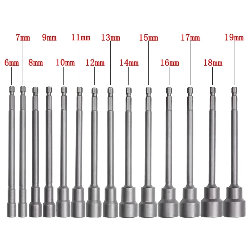

1pc 150mm Long 6-19mm Hexagon Nut Driver Drill Bit Socket Wrench Extension Sleeve Adapter Drill Bit For Pneumatic Screwdrivers