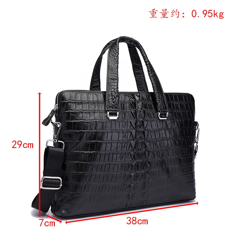 Grande valigetta in vera pelle modello alligatore borsa per laptop da lavoro per uomo e donna borsa a tracolla portatile in pelle di mucca