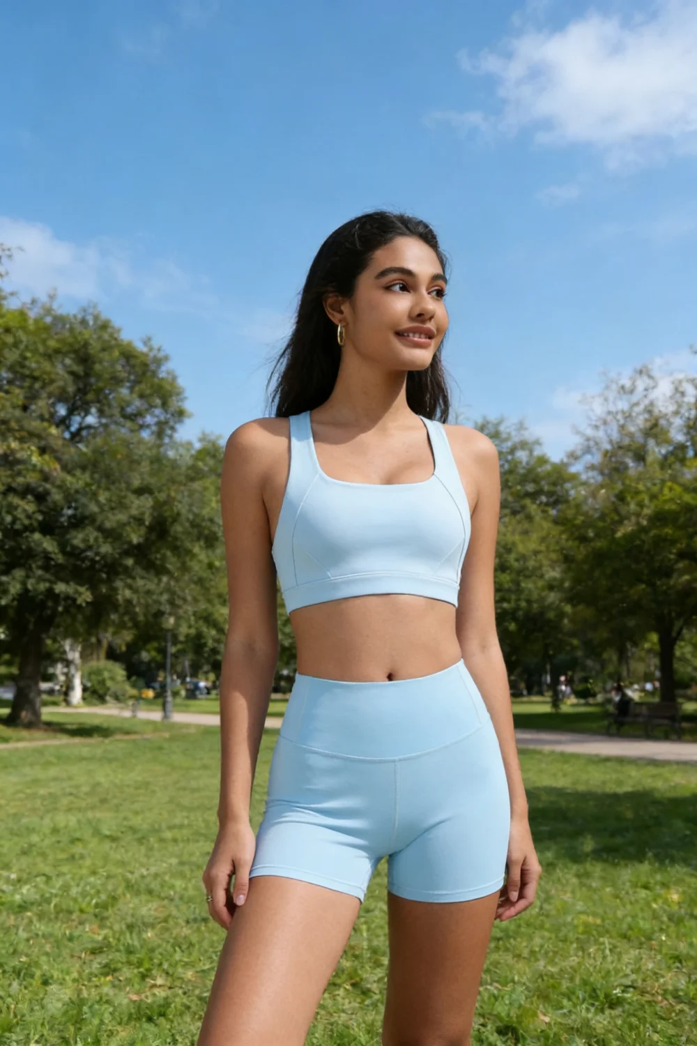 New high-waisted traceless yoga shorts peach buttocks abdomen and buttocks fitness three-piece pants quick-drying running sports
