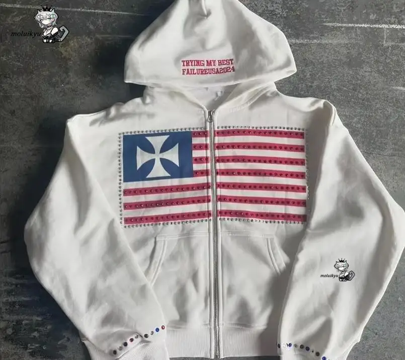 Autumn Winter New Girls Minimalist Design Color Collision Pattern Women Hooded Sweatshirt Harajuku Y2K Loose Zipper Sweatshirt view 5