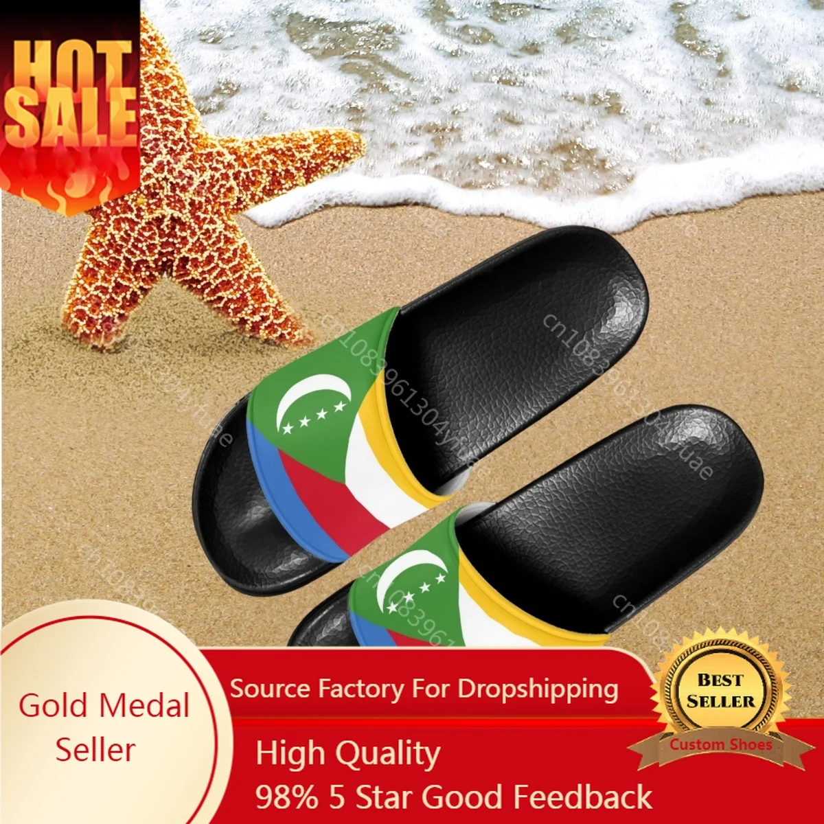 

Print On Demand Summer Women Slippers Comoros Flag Pattern Non Slip Home Bathroom Slippers For Youth Girls Beach Slides Female