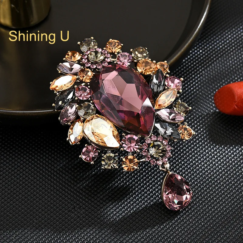 

Shining U Vintage Grape Purple Austrian Crystal Brooch for Women Fashion Accessory Gift