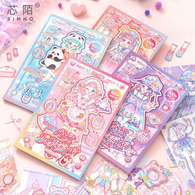 Libro di Adesivi per Bambini con Giochi di Trucco e Vestiti da Principessa, Adesivi Fatti a Mano per Bambini