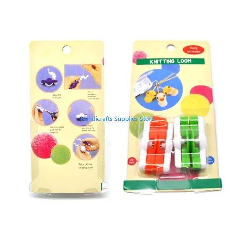 R1WA 2pcs Pom-Pom Maker for Fluff Ball Needle DIY Wool Knitting Craft Tool Set