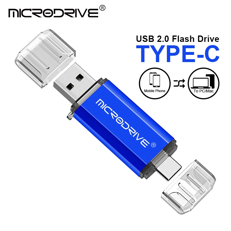 TYPE C USB 2.0 Flash Drive OTG Pen Drive 128GB 64GB 32G 16 8 4GB Memory Disk U Stick External Storage Pendrive for SmartPhone/PC