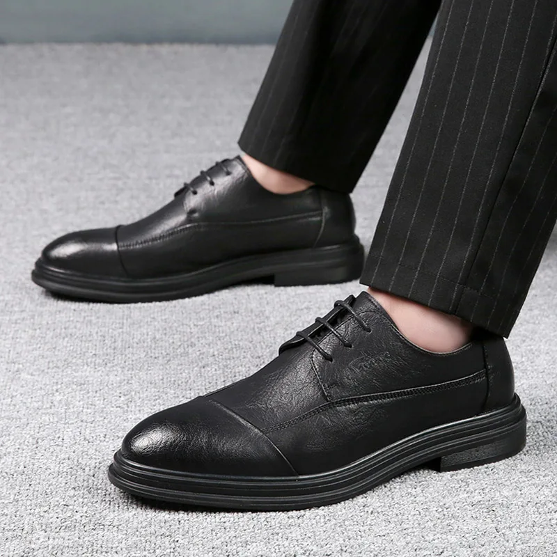 Luxury Brand Male Business Shoes 2023 Stylish Outdoor Walking Shoes Lace-Up Men's Leather Oxfords Shoes New Mens Shoes Casual