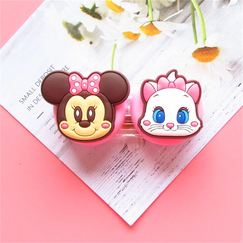 Disney Anime Mickey Mouse Contact Lens Case Kawaii Minnie Stitch Pooh Compact Portable Contact Lens Colored Contacts Case