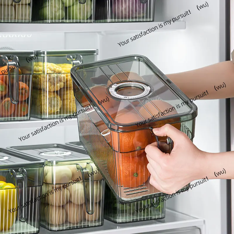 Kitchen transparent with cover, frozen drain, fresh-keeping large-capacity food plastic thickened storage box