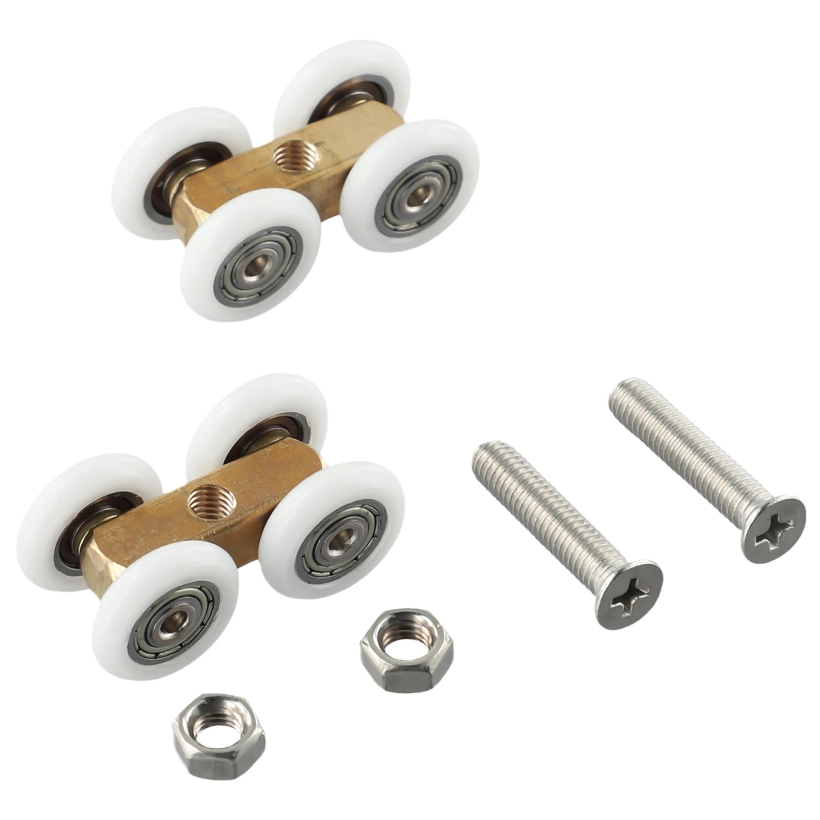 Bathroom Roller Door Hardware No Rust 2pcs Sliding Door Wheels Copper Slide Door 4 4cmx2 2cm Four wheel Hanging