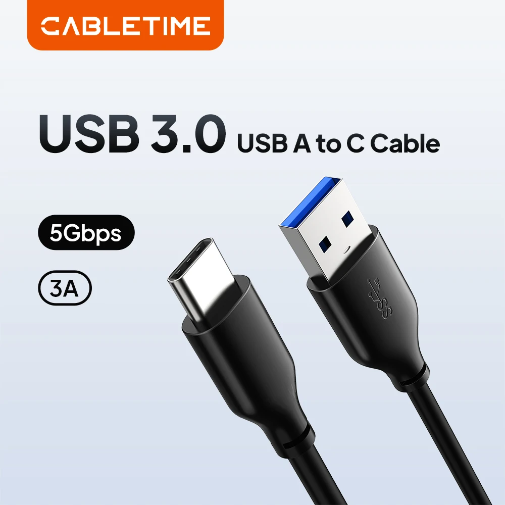 CABLETIME USB Type C Cable 3A USB 3.0 Fast Charge for Samsung S20 Type-C Mobile Phone Charging Wire USB C Cable for Xiaomi C265