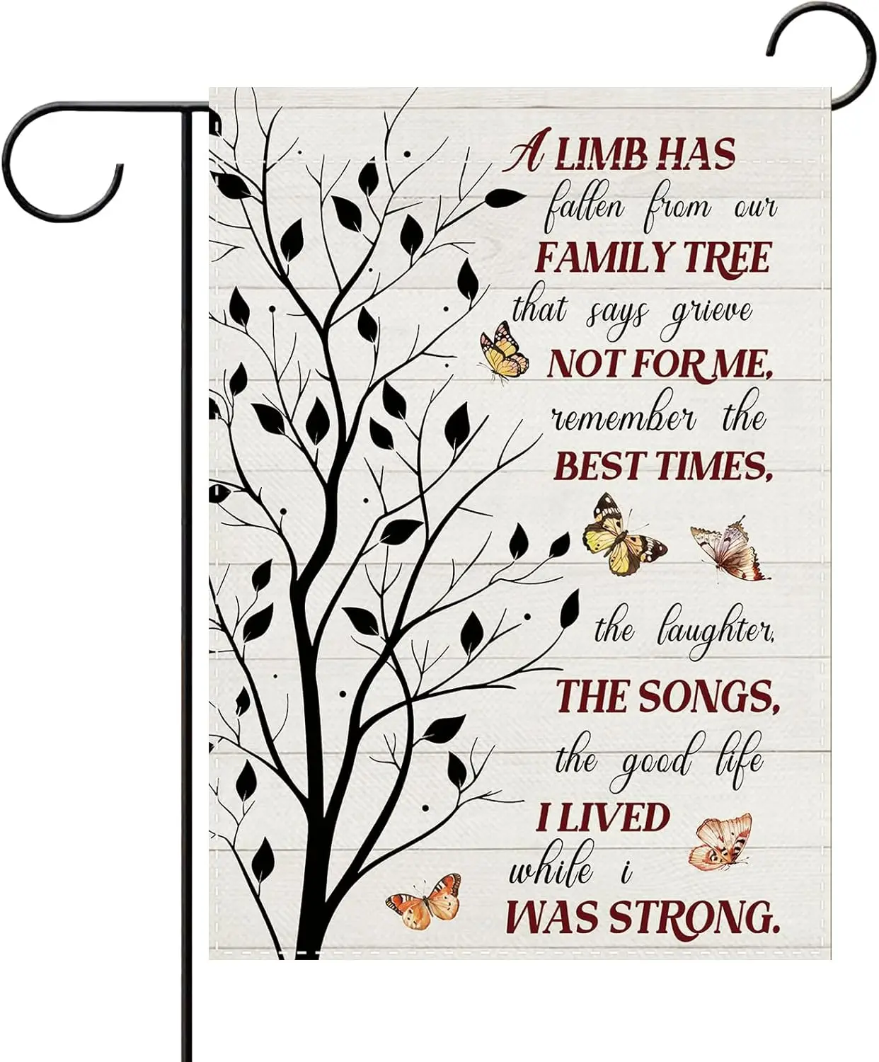 Memorial Family Tree Decorative Garden Flag, Butterfly Small Yard Outside Cemetery Decorations Sympathy Gift, Farmhouse Cond PPZ
