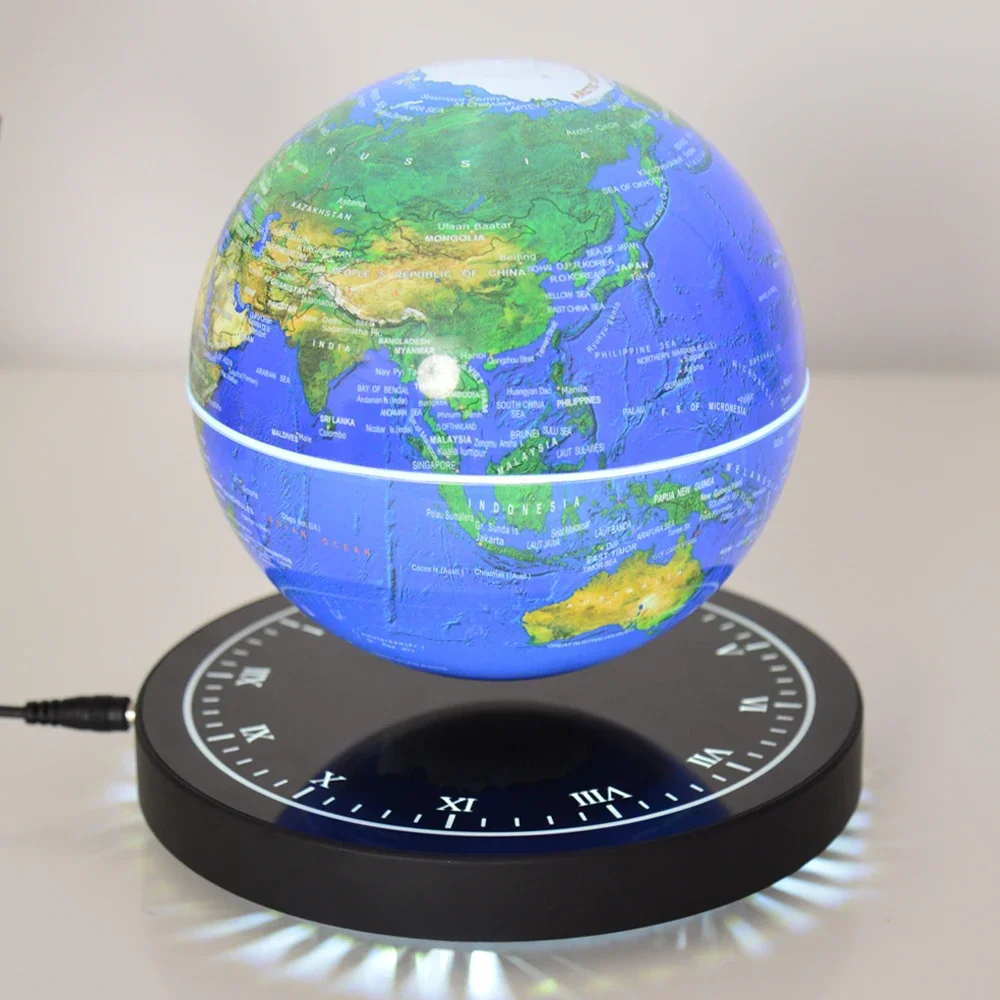 Book Shape Moon Levitation Floating Rotating Clock Globe Lamp Magnetic For Home