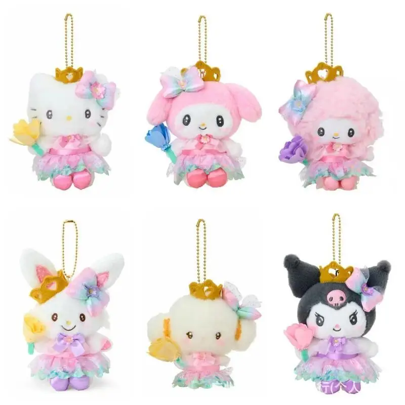 

10 см аниме мультфильм Hello Kitty My Melody Kuromi косплей цветок фея плюшевая игрушка брелок, кавайный рюкзак для пары Шарм, подарок