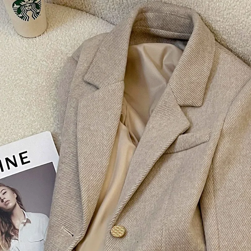 2026 عالية الجودة الصوفية البدلة سترة المرأة الجديدة الخريف الشتاء السترة معطف الإناث مزاجه مكتب كل مباراة بدلة نسائية القمم