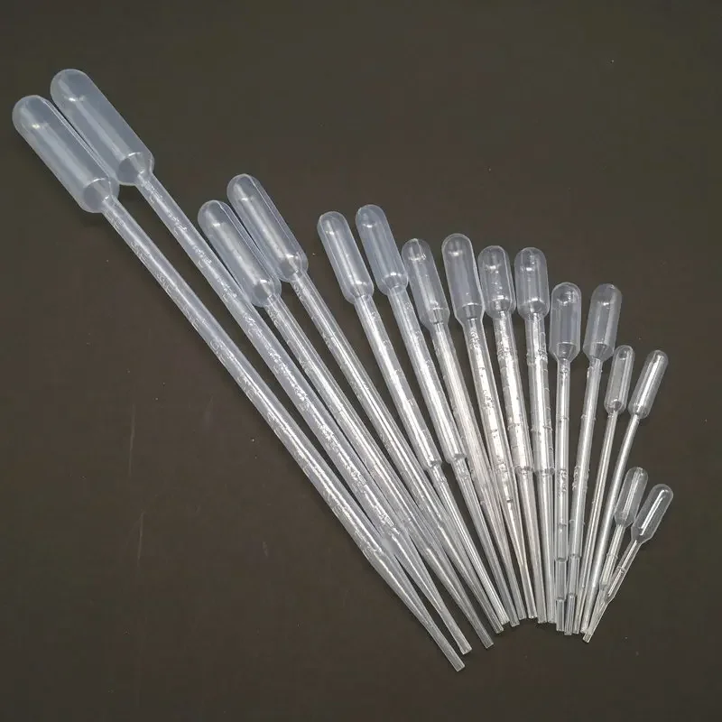 Gotero de transferencia de 20 piezas para experimentos escolares, pipeta pasteur de plástico a 200 unidades, laboratorio, 0,2 ml, 0,5 ml, 1ml, 2ml,