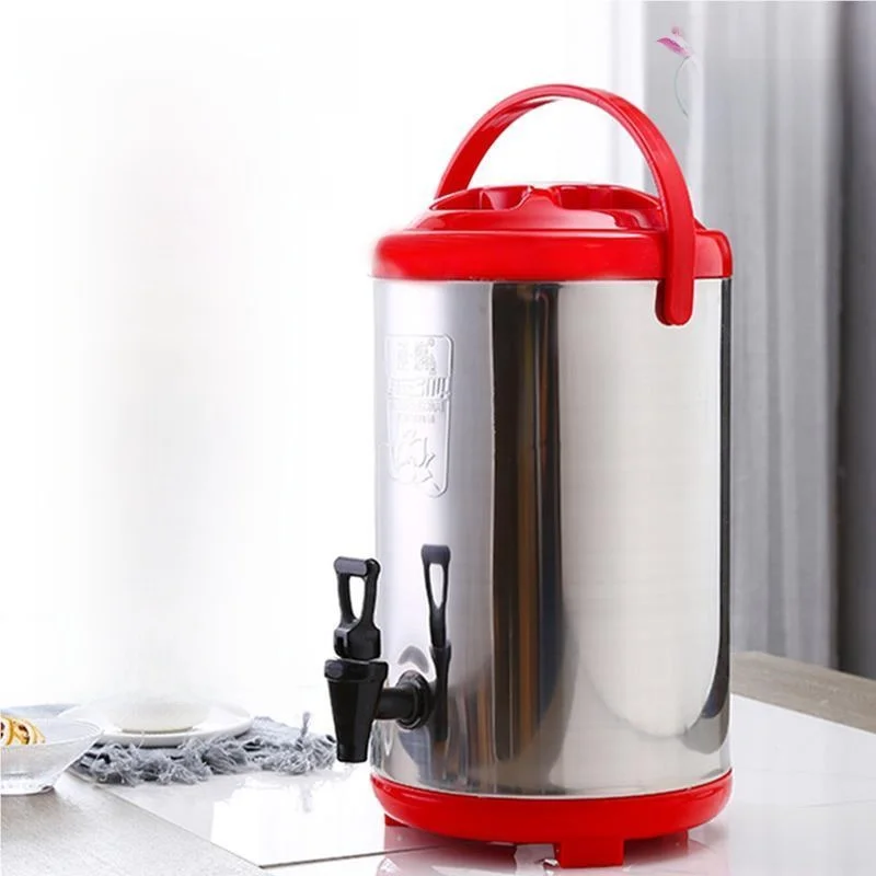

Stainless Steel Insulated Water Bottle Commercial with Tap Milk Tea Soy Milk Cold Drink Container Hot Water Cold Water Bottle