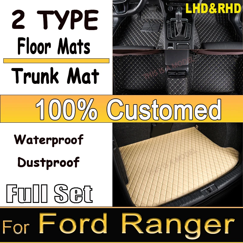 For Ford Ranger 2023 2022 2021 2020 2019 2018 2017 2016 2015 2014 2013 2012 Car Floor Mats Auto Interior Waterproof Carpets