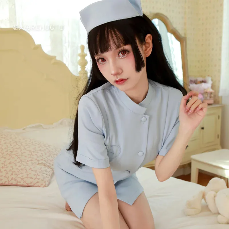 2025 New Anime Movie Nurse Suits Uniform Cosplay Womens Lolita Sexy Costumes Short Sleeve Dress&Hat Set Halloween Cos Party