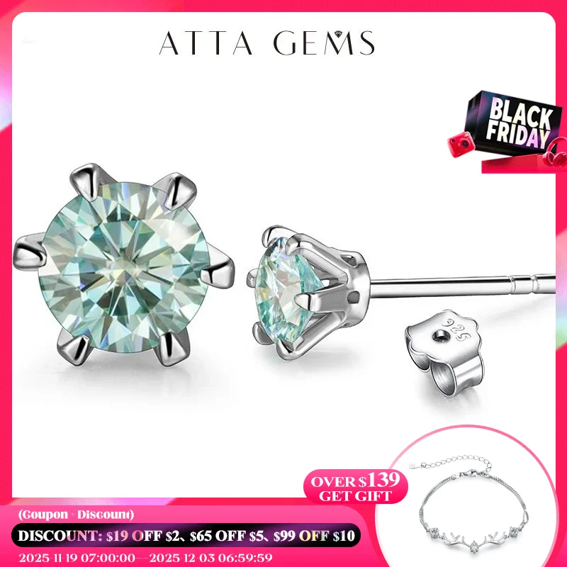 

New Arrival 0.5 Carat Moissanite Gemstone Stud Earrings for Women Solid 925 Sterling Silver D Color Solitaire Fine Jewelry