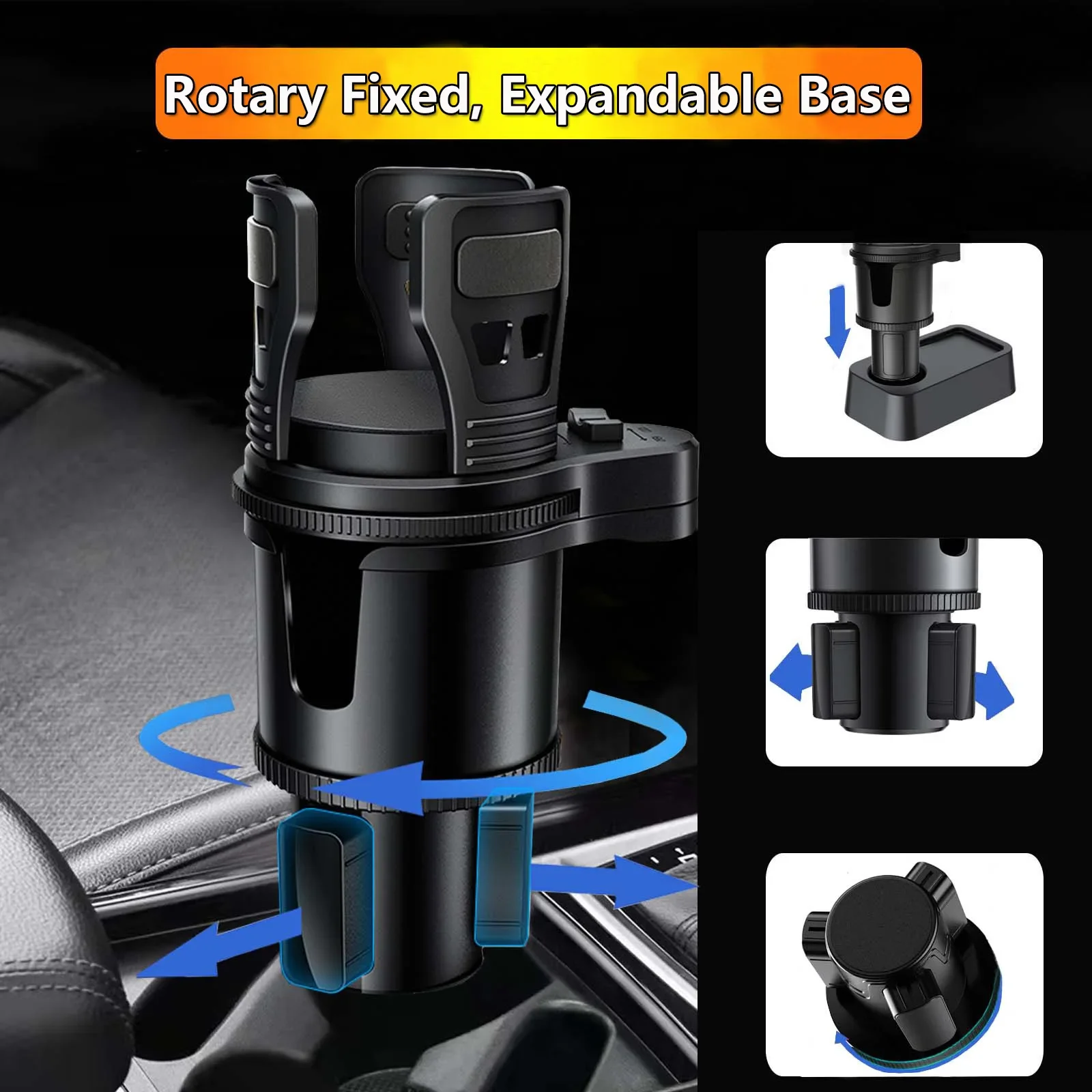 Car water cup holder Interior multifunctional rotating car center console water cup towing double-layer storage cup holder