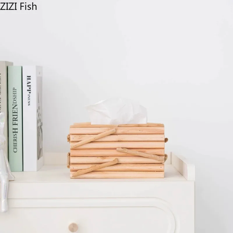 Minimalism Wooden Branch Tissue Box Handicrafts Dining Table Napkin Holder Paper Towels Tissue Boxes Creative Paper Towel Case