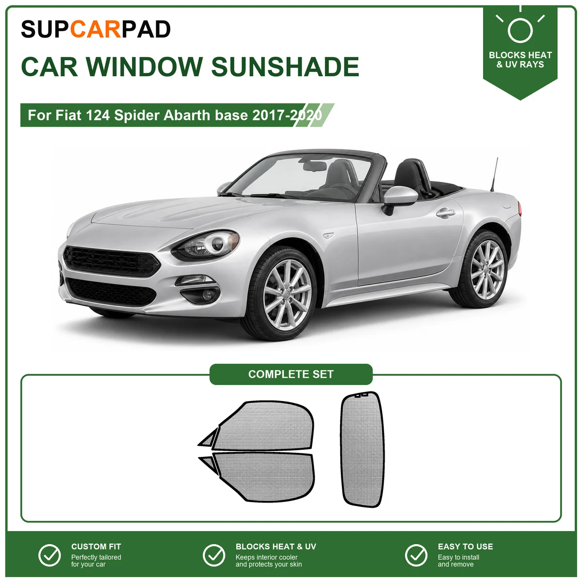 For Fiat 124 Spider Abarth base 2017-2020 Full Set Car Window Sunshades UV Block Privacy Heat Insulated Foldable Car Curtain