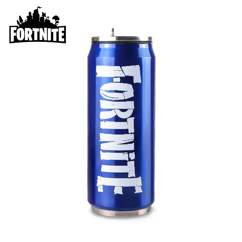 Taza de agua Fortnite, tazas con pajita, tazas para deportes al aire libre, taza de acero inoxidable, taza portátil para estudiantes, taza para beber café, 450ML