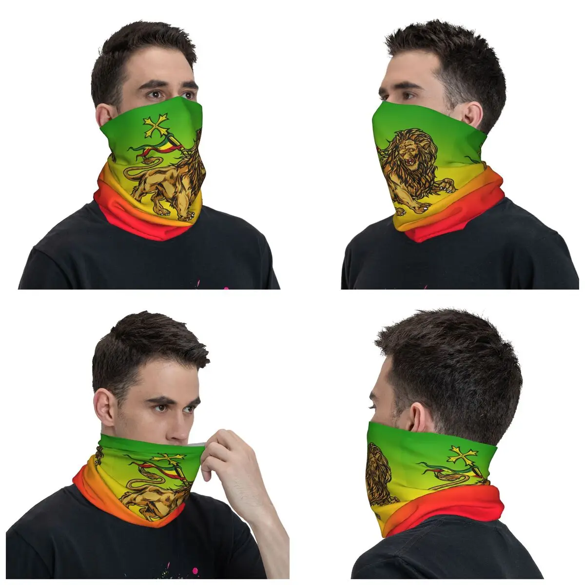 Rasta Lion Of Judah Ethiopia Merch Bandana Neck Gaiter Rastaman Rastafari Wrap Scarf Cool Jamaica Reggae Balaclava Breathable