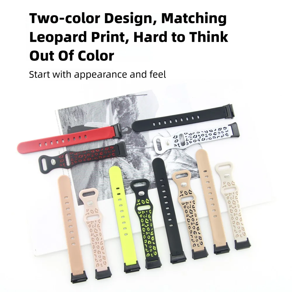 ヒョウ柄時計ストラップ Huawei 社 Hua Wei バンド 7 クイックリリース洗えるソフトシリコン調節可能なスポーツスマート時計バンドユニセックス