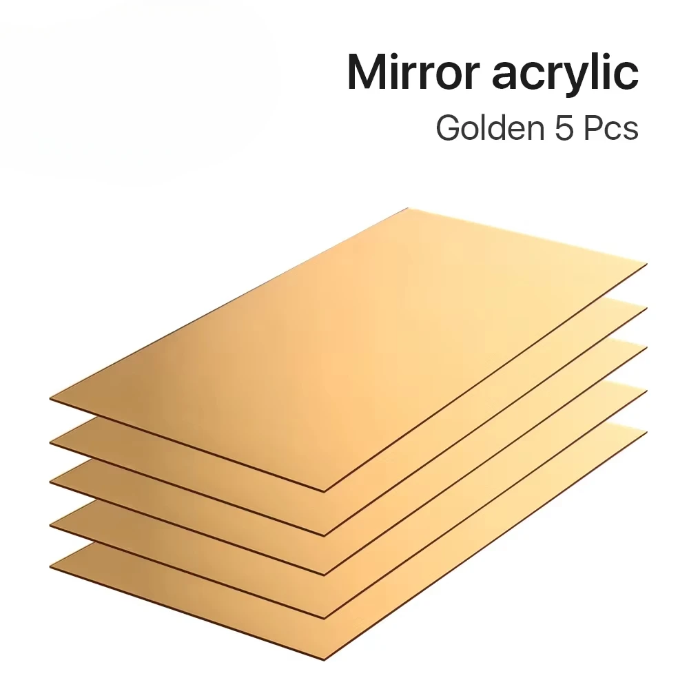 Mirror Acrylic 5pcs Gold Silver 30*60*0.3cm DIY Testing Material Wholesale for Co2 Cutting & Engraving Machine