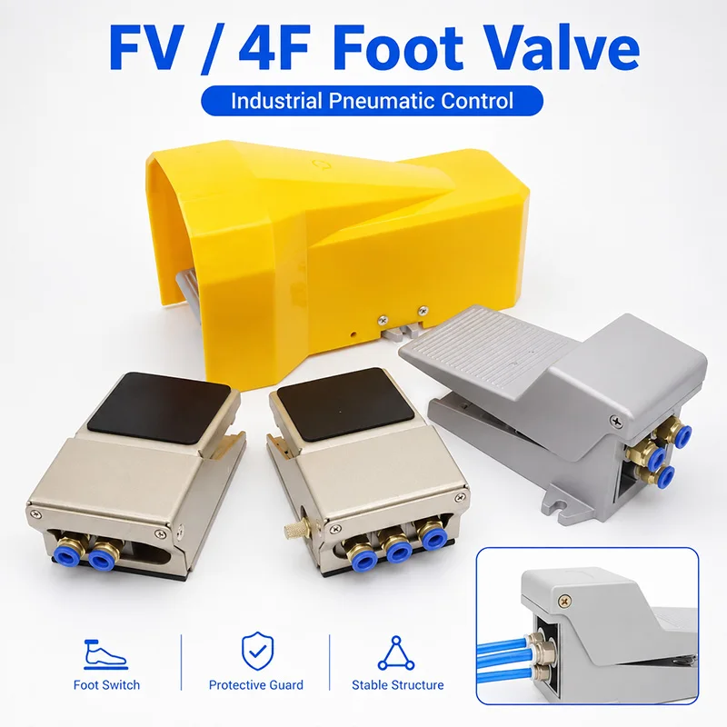FV320 FV420 4F210-08 Lockable Pneumatic Foot Pedal Valve 5 Way 2 Position Air Control Switch With PC6 PC8 PC10 PC12 Fittings
