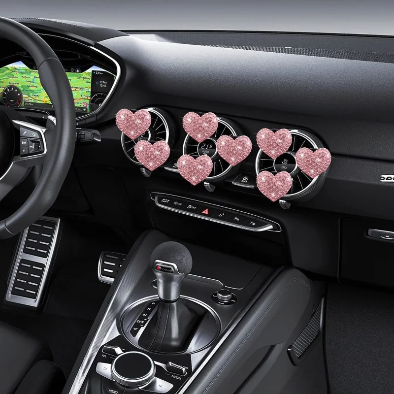 

Love Air Conditioner Air Outlet Aromatherapy Clip Car Perfume Deodorant Heart Car Accessories Car Pendant Full of Diamonds