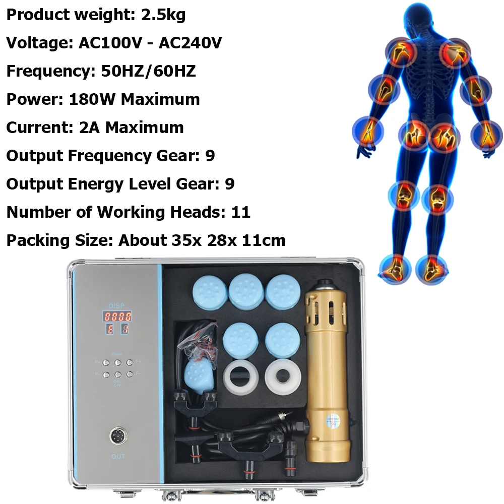 衝撃波治療器 11ヘッド 新ED治療 関節痛緩和 カイロプラクティックツール 2 IN 1 ポータブル衝撃波マッサージャー