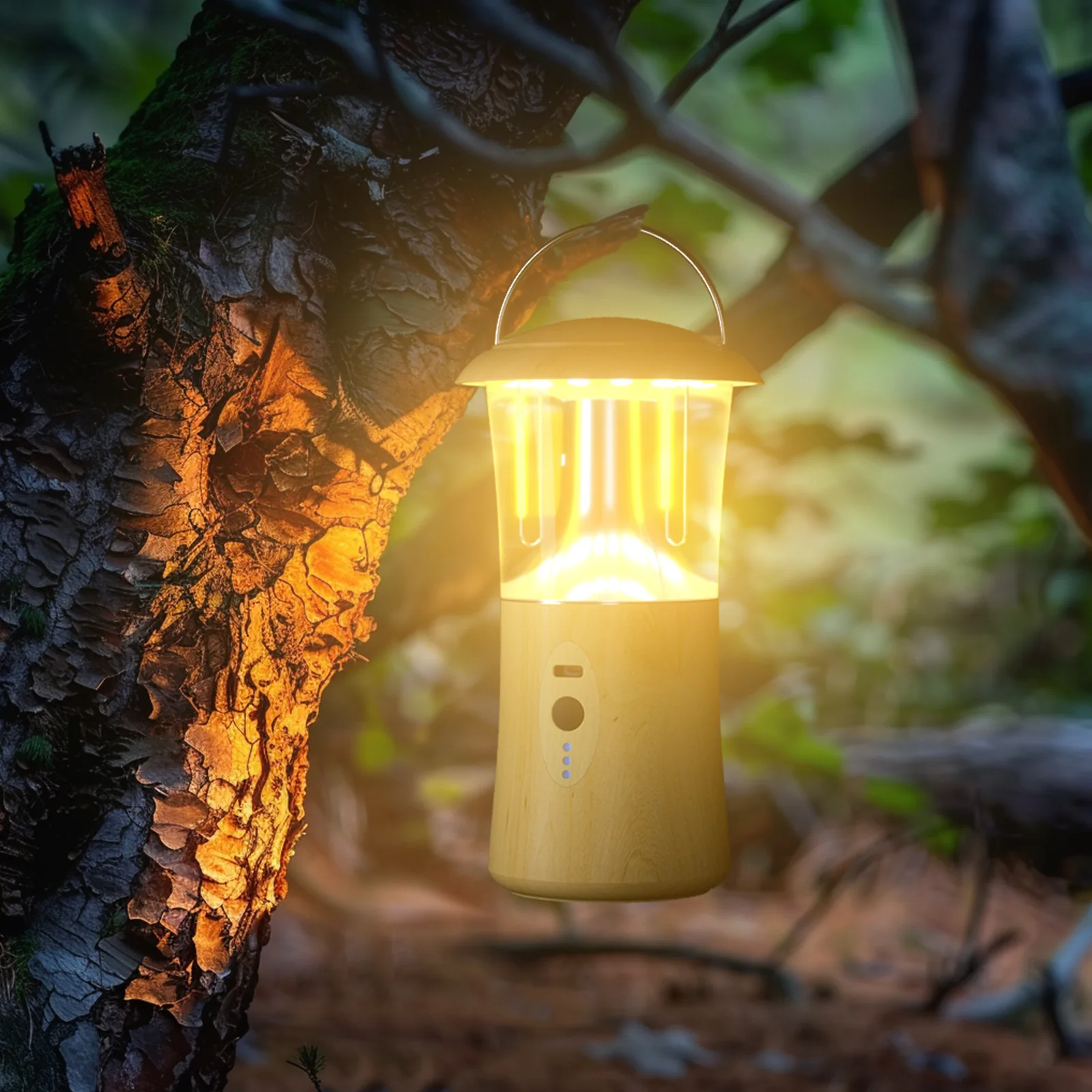 Outdoor Rechargeable Camping Lantern Tricolor Dimming Multi Camping Lamp 360° Strong Light Emergency Lighting Tent Chandelier